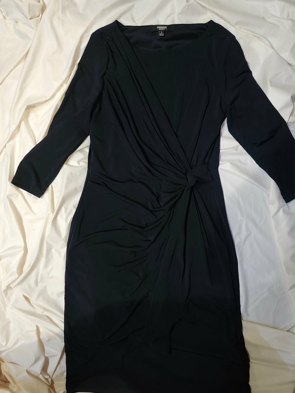 Premise Navy Twist-Front Sheath Dress - Elegant Work & Evening Wear Size S